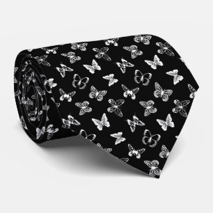 Corbata Ilustración de mariposa en blanco y negro