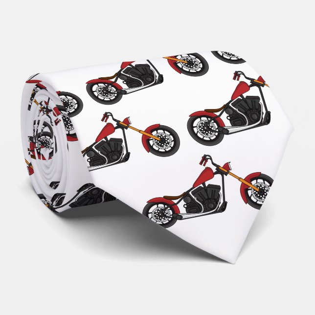 Corbata Ilustracion de motocicleta estilo helicóptero (Enrollado)