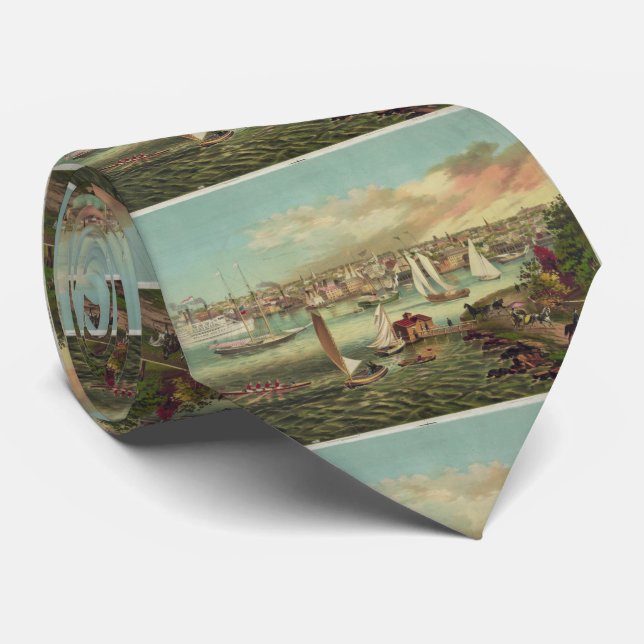 Corbata Ilustracion de Newport RI (1876) (Enrollado)