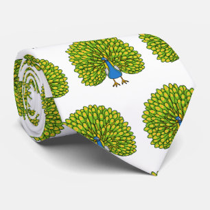 Corbata Ilustracion de pájaro pavo real