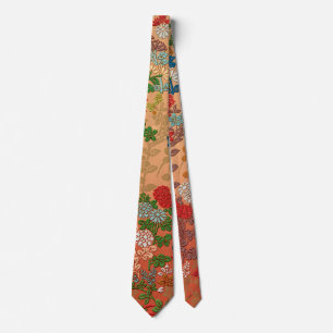 Corbata Ilustración de patrón de abanico de flores japones