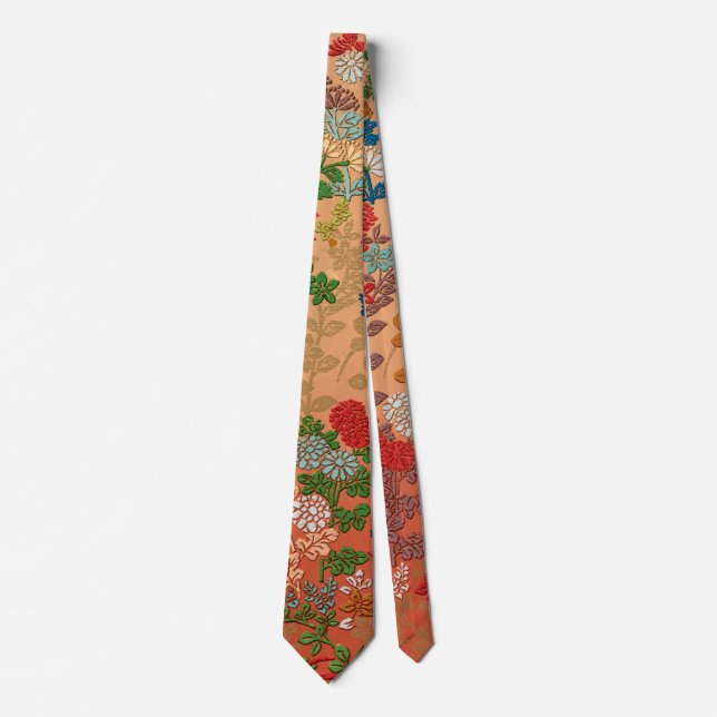Corbata Ilustración de patrón de abanico de flores japones (Anverso)