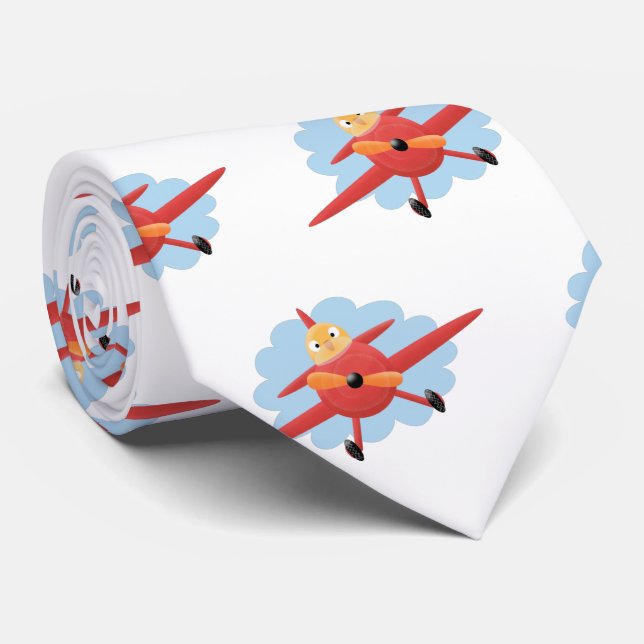 Corbata Ilustracion de personalizado de avión rojo que vue (Enrollado)