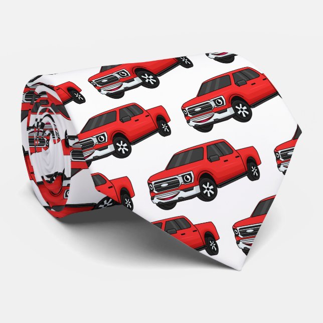Corbata Ilustracion de personalizado de camioneta roja (Enrollado)