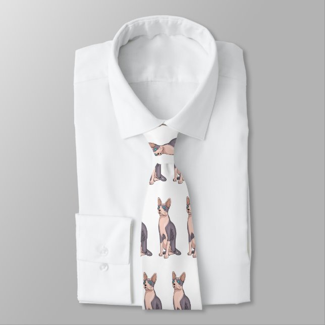Corbata Ilustracion de personalizado de gatos Sfinx (Atado)