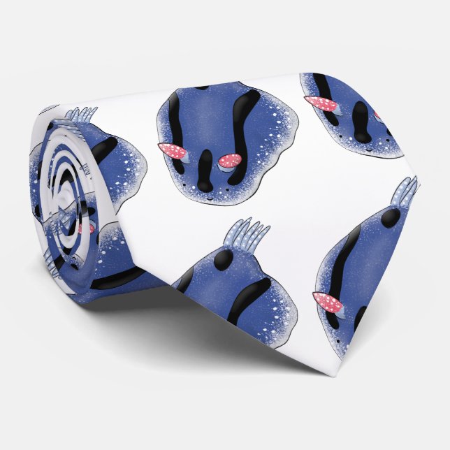 Corbata Ilustracion de personalizado de nudibranquias azul (Enrollado)
