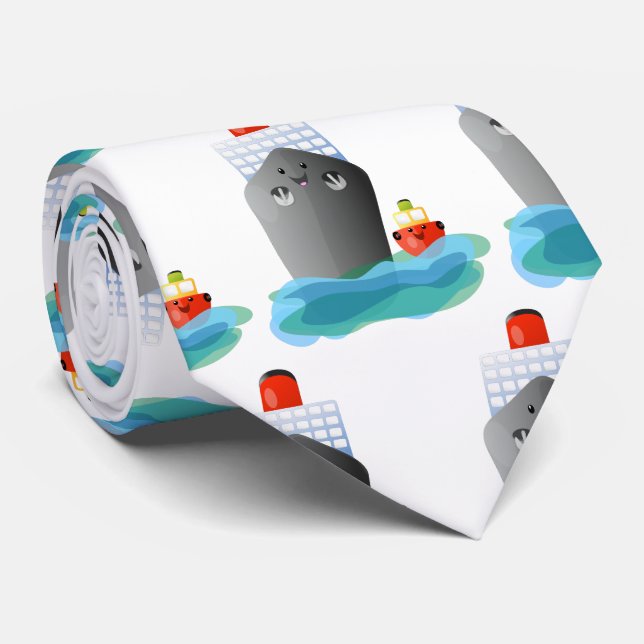 Corbata Ilustracion de personalizado de remolcador de barc (Enrollado)