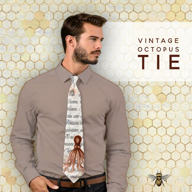 Corbata Ilustracion de pulpo vintage (Vintage Octopus Illustration Neck Tie)