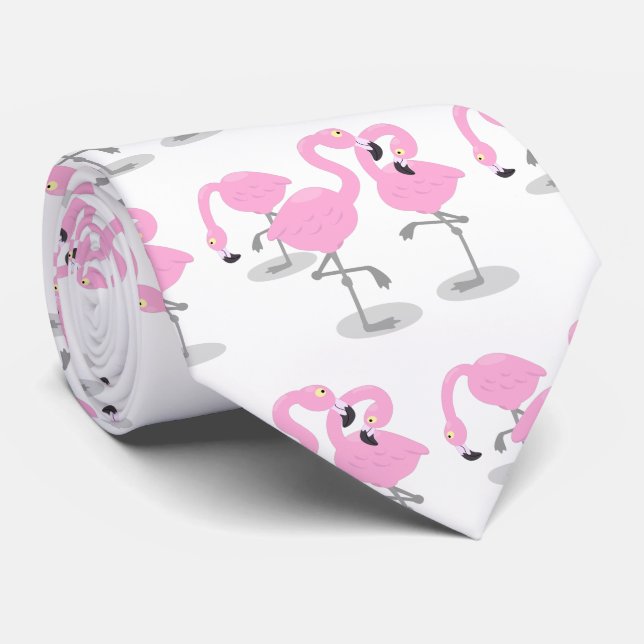 Corbata Ilustracion de trío de flamingo rosado (Enrollado)