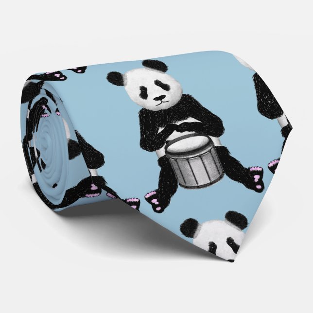 Corbata Ilustracion Panda Bear Drum (Enrollado)