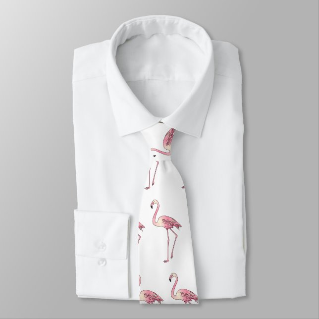 Corbata Ilustracion personalizado de aves de Flamingo (Atado)