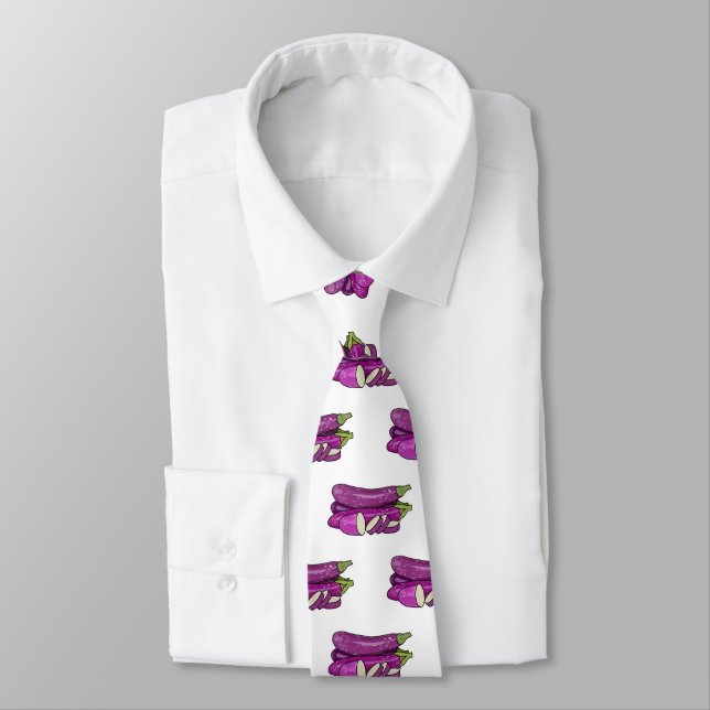 Corbata Ilustracion personalizado de berenjenas (Atado)