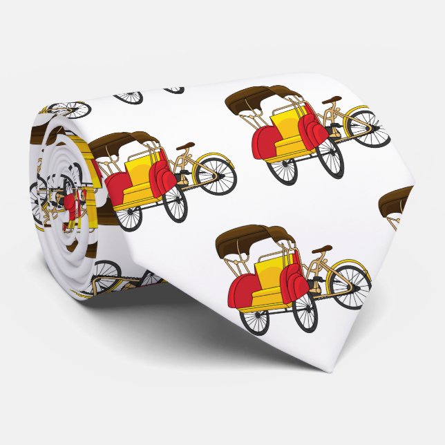 Corbata Ilustracion personalizado de bicitaxi (Enrollado)
