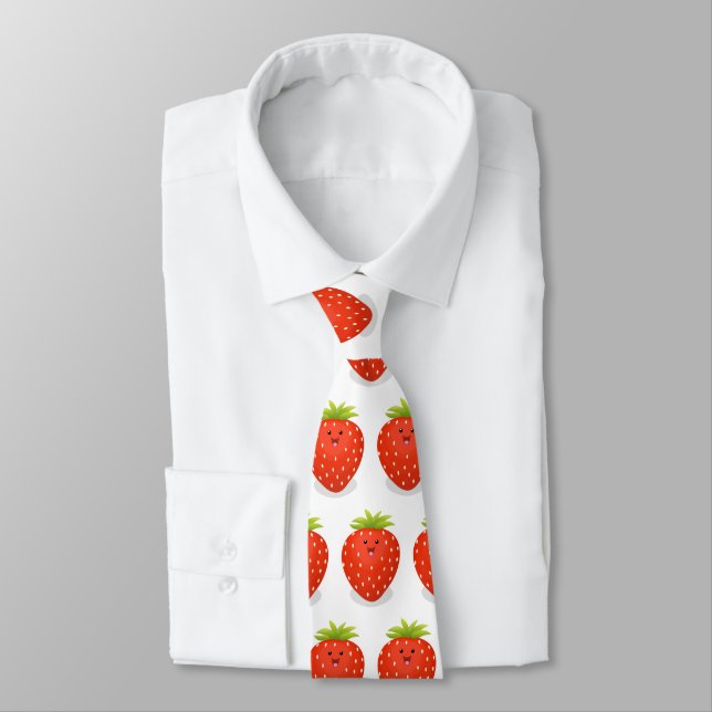 Corbata Ilustracion personalizado de fresa cute kawaii (Atado)
