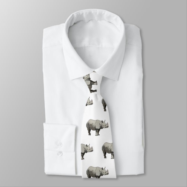 Corbata Ilustracion personalizado de Javan rhinoceros (Atado)