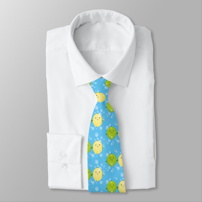 Corbata Ilustracion personalizado de lima de limón feliz (Atado)