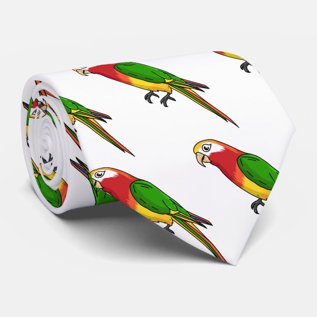 Corbata Ilustracion personalizado de loro feliz (Enrollado)