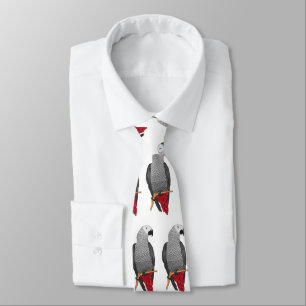 Corbata Ilustracion personalizado de loro gris africano