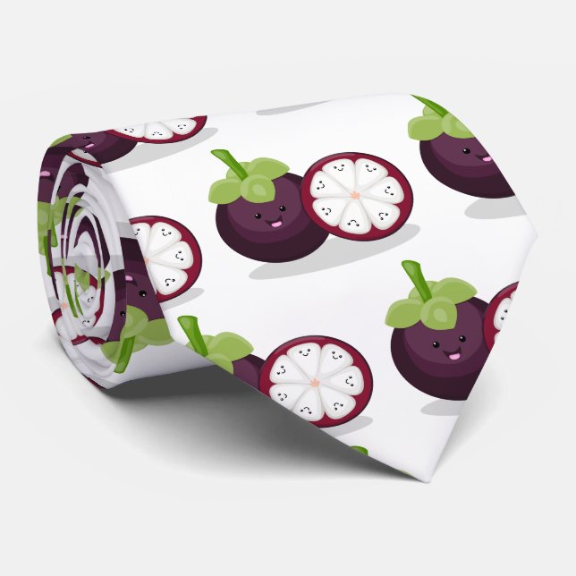 Corbata Ilustracion personalizado de mangostino morado (Enrollado)