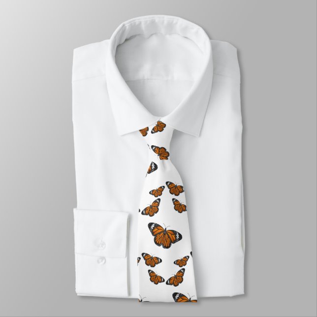 Corbata Ilustracion personalizado de mariposa monarca (Atado)