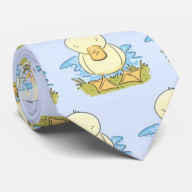 Corbata Ilustracion personalizado de pato amarillo (Enrollado)