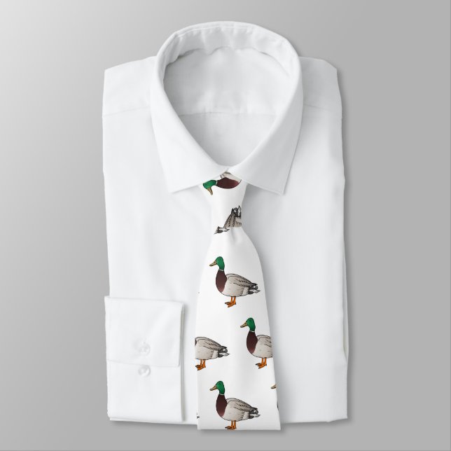 Corbata Ilustracion personalizado de pato mallard (Atado)