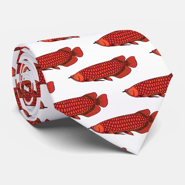Corbata Ilustracion personalizado de pescado de Arowana Ro (Enrollado)