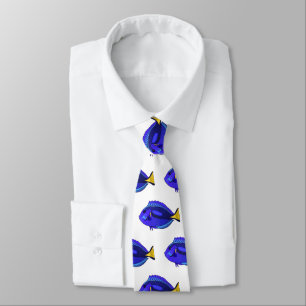 Corbata Ilustracion personalizado de pescado tang azul