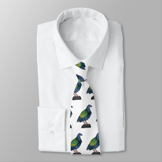 Corbata Ilustracion personalizado de pichón de Nicobar (Atado)