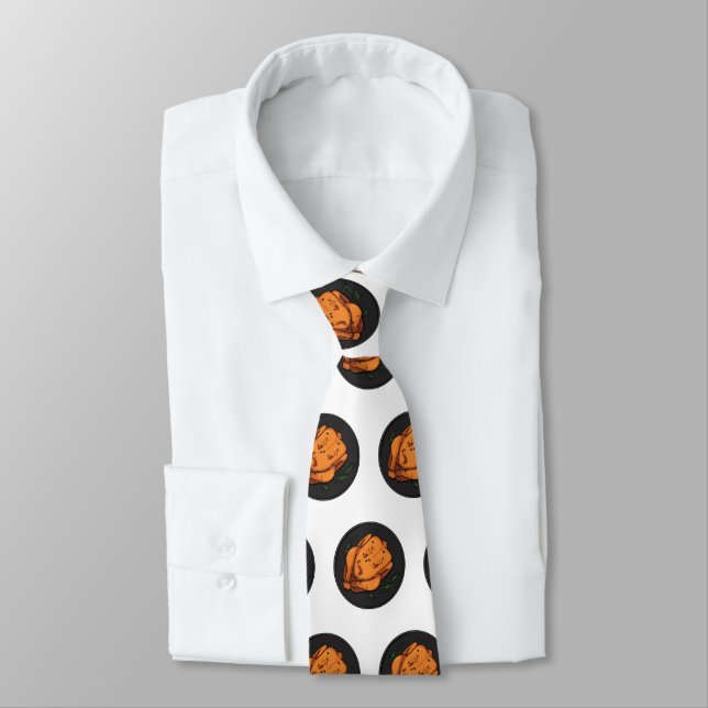 Corbata Ilustracion personalizado de pollo asado (Atado)