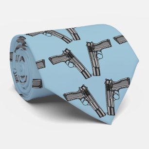 Corbata Ilustracion Personalizado De Un Pistol Moderno