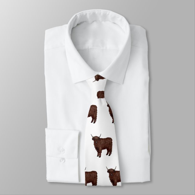 Corbata Ilustracion personalizado de vaca de Highland (Atado)