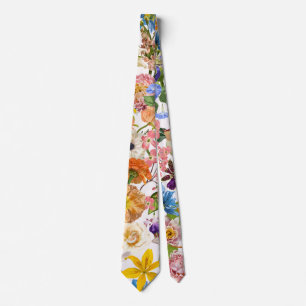 Corbata Ilustracion tropical y florido.