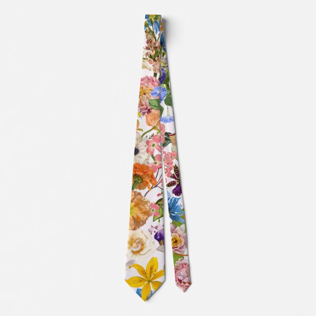 Corbata Ilustracion tropical y florido. (Anverso)