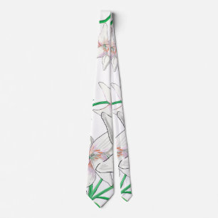 Corbata Ilustracion White Lilies