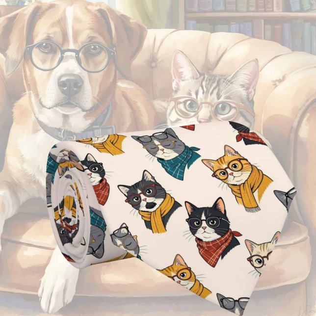 Corbata Ilustraciones de gato hipster con gafas (Subido por el creador)