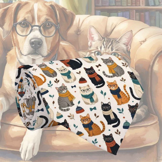 Corbata Ilustraciones de gato hipster con gafas (Subido por el creador)