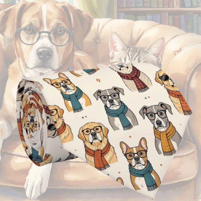 Corbata Ilustraciones de perro hipster con gafas (Subido por el creador)