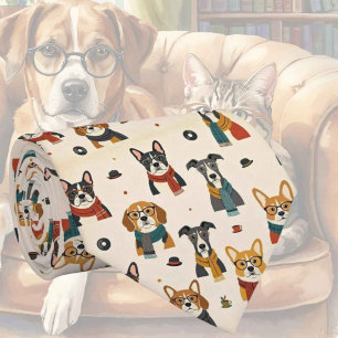 Corbata Ilustraciones de perro hipster con gafas