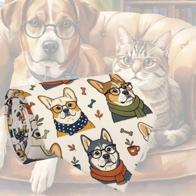 Corbata Ilustraciones de perro hipster con gafas (Subido por el creador)