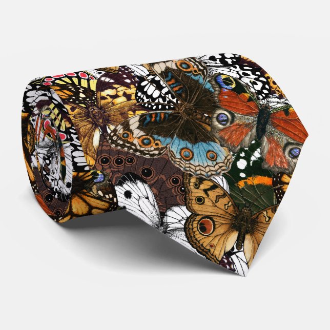 Corbata Impresión animal. Las alas de mariposa. (Enrollado)