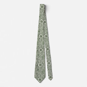 Corbata Impresión artística floral verde caléndula de Will