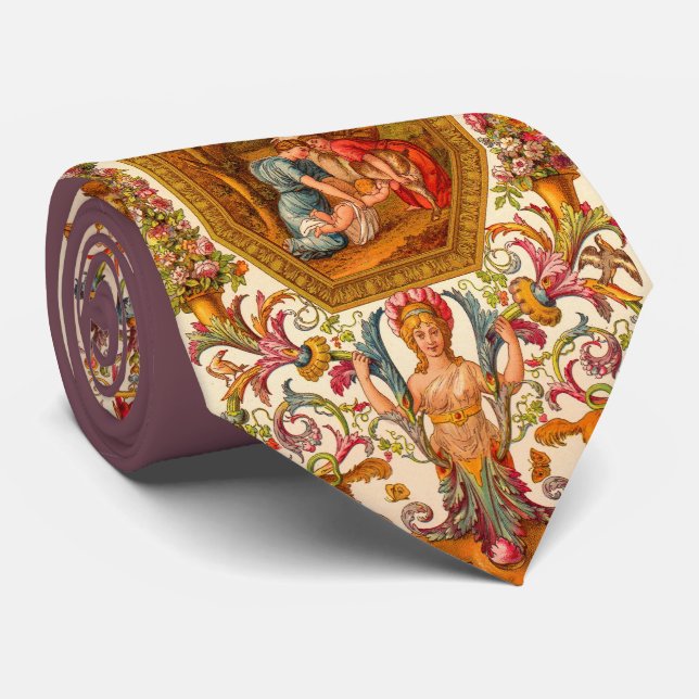 Corbata impresión barroca del siglo XVII ultra opulenta (Enrollado)