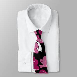 Corbata Impresión botánica de magnolia rosa