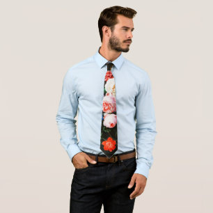 Corbata Impresión de Arte Botánico Floral Oscuro Malhumora