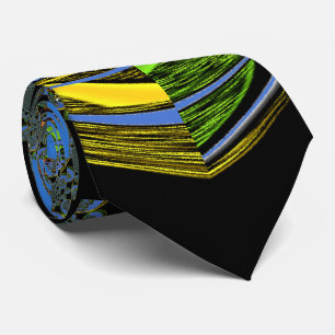 Corbata Impresión de arte en Kaleidoscope azul y amarillo