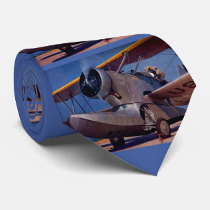 Corbata Impresión de avión Grumman F-2 de 1939
