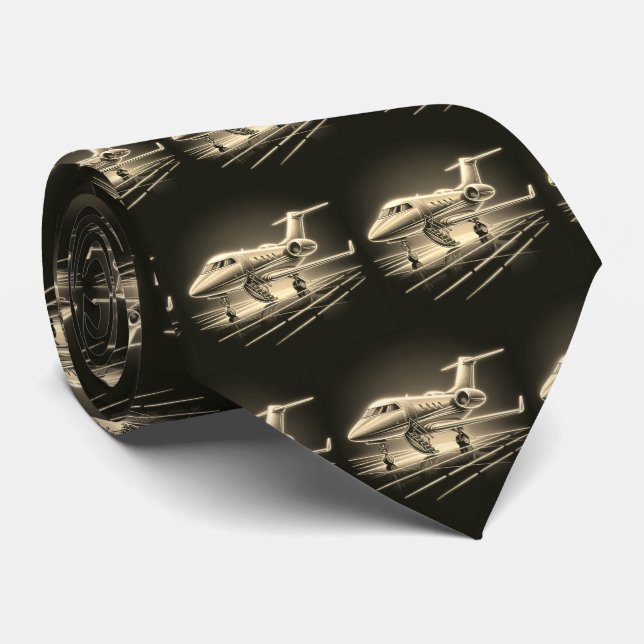 Corbata Impresión de aviones de reacción privados (Enrollado)