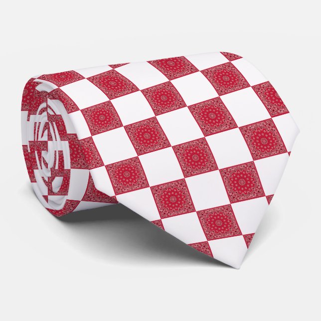 Corbata Impresión de bandos rojos y blancos (Enrollado)