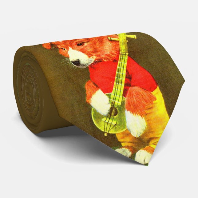 Corbata impresión de cachorro tocando el banjo (Enrollado)